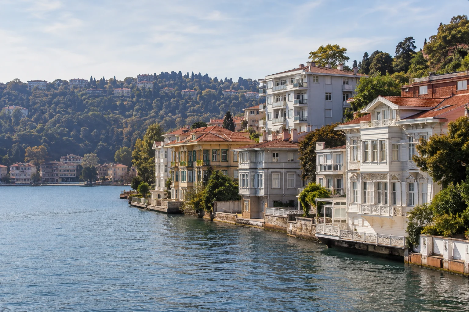 Wohnhäuser am Bosporus in Istanbul